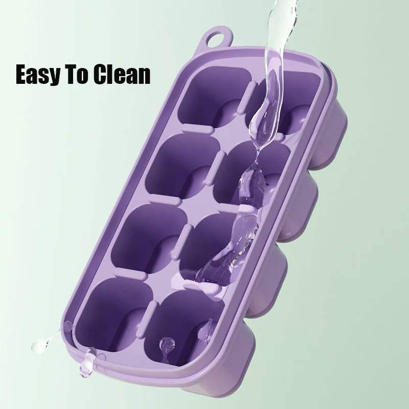 Baby Food Storage Containers 8 Grids BPA Free Silicone Fruit Breast Milk Supplement Freezer Crisper Box Baby Rice Cake Mold Box