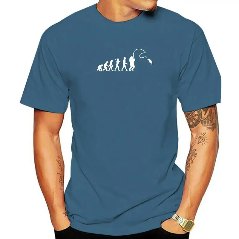 

New Evolution Fishinger Tee Shirt Men Summer Fish Joke Fisherman Carp T-shirts Cotton Short Sleeve Funny Gift T-shirt