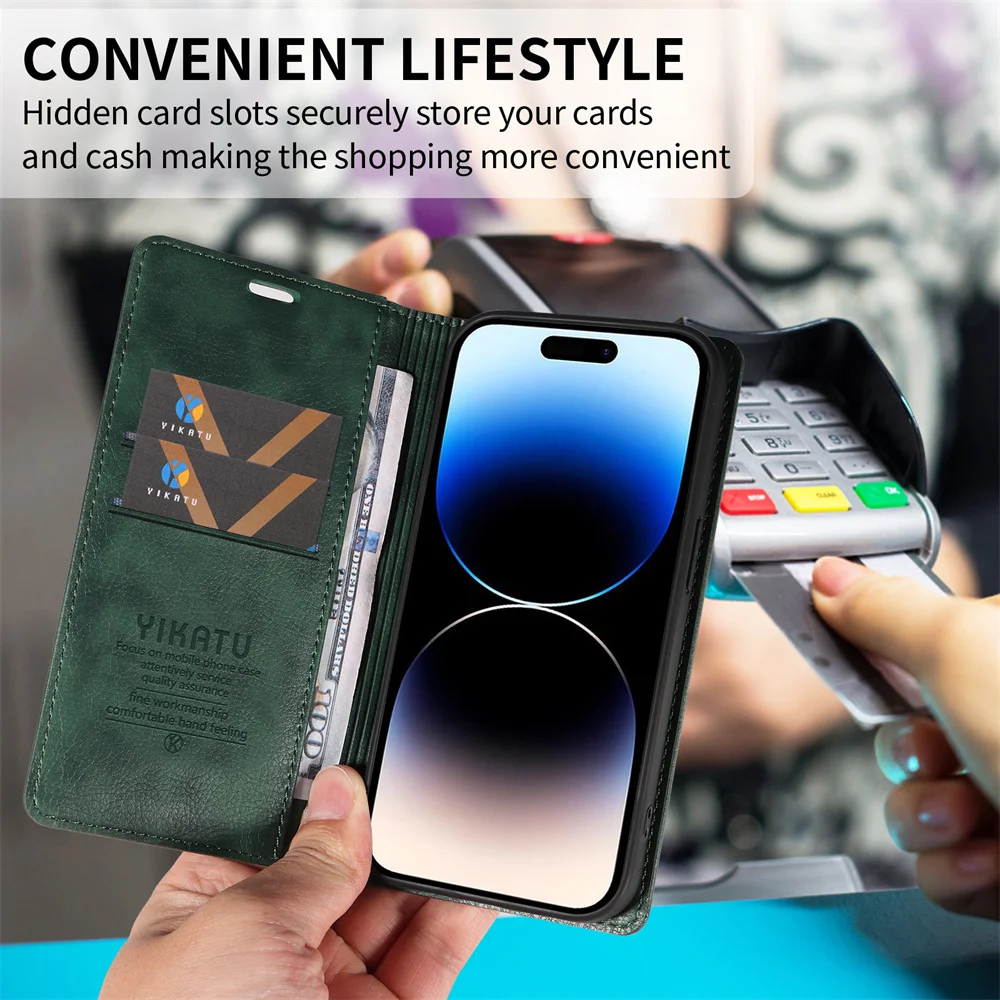 Luxury Magnetic Leather Flip Wallet Case - Premium Cover