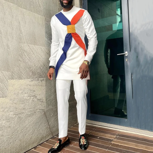 Tega Round Neck Long Sleeve Dashiki Outfit - Image 4
