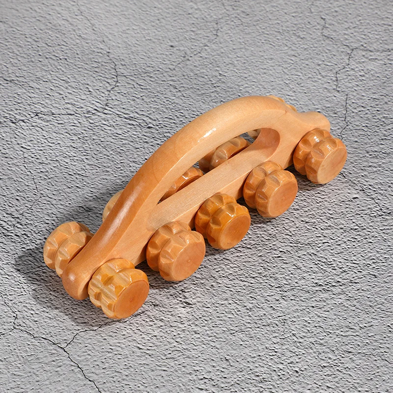 Premium Wooden Deep Tissue Massage Roller Tool - Full Body Relaxation Aid