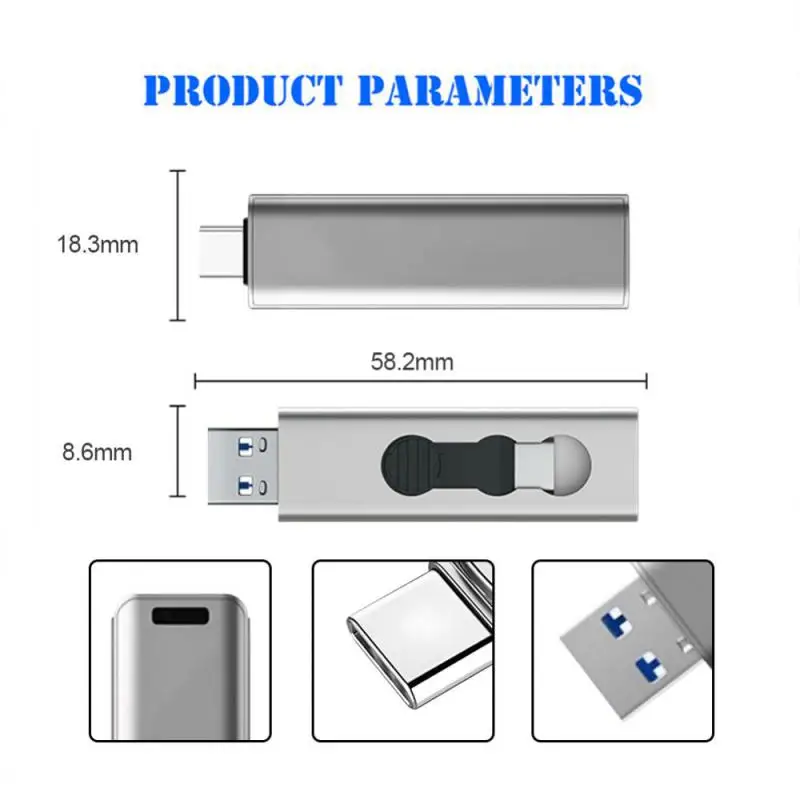 USB Flash Drive 2TB 1TB 2-in-1 Pen Drive Type-C USB3.0 Pendrive Dual OTG High Speed Metal Memory Stick For PC Phone Tablet
