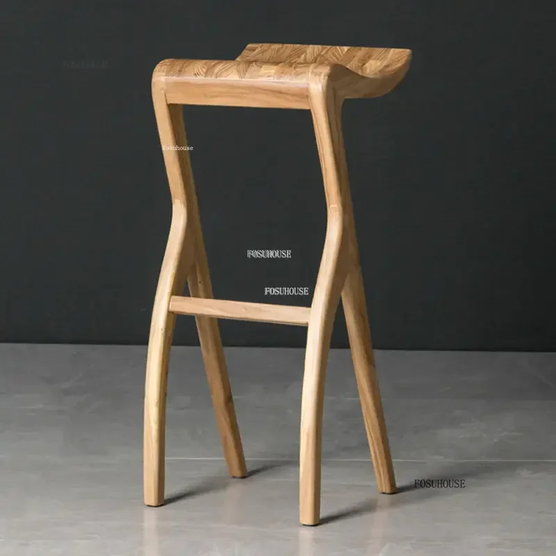 Nordic Creative Bar Chairs Modern Bar Furniture Luxury Front Desk High Stool Home cafe Casual Solid Wood Chair B