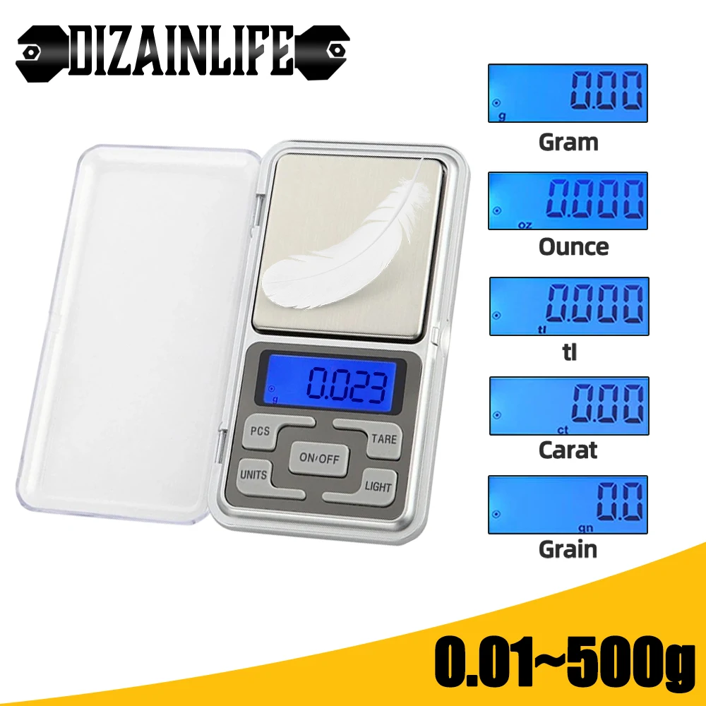 0.01g 500g Mini Electronic Scales High Precision Pocket Digital Scale For Jewelry Gold Sterling Silver Balance Gram For Kitchen digital scale