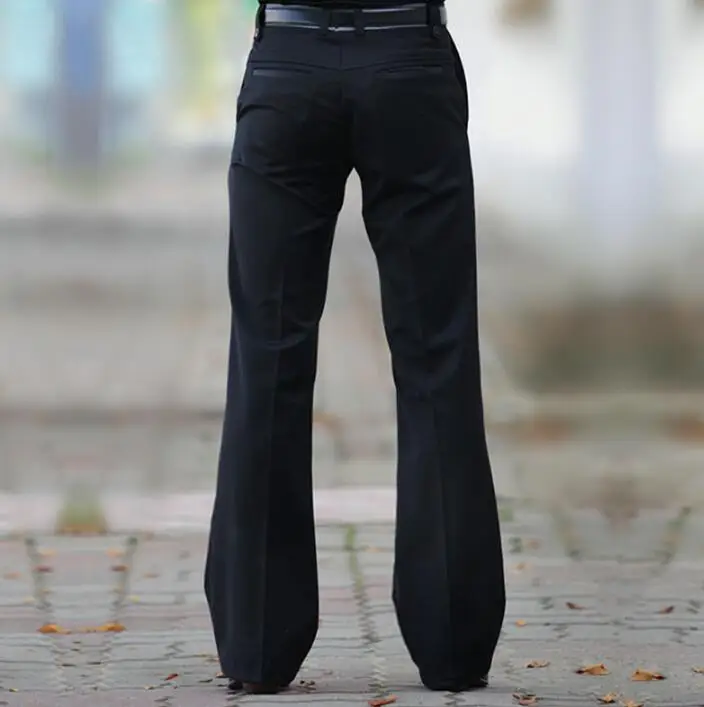 

Men Casual Flared Pants Spring Long Trouser Suit Black Work