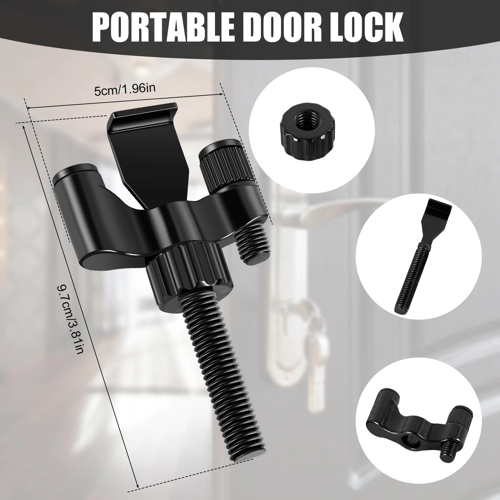 Portable Door Lock 1Set Zinc Alloy Adjustable Travel Hotel Security Door Lock