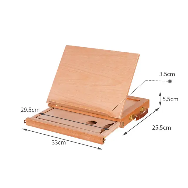 Wood Easel Box Organizer with Drawer Foldable Drawing Board Painting Storage Box for Cookbook Painting Sketching Recipe Drafting 6