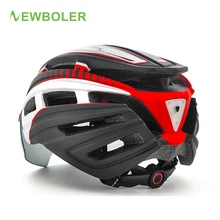 NEWBOLER-casco de ciclismo para hombre y mujer, con luz LED, para bicicleta de montaña o de carretera, lentes para montar en bicicleta, deportes, monopatín y patinete