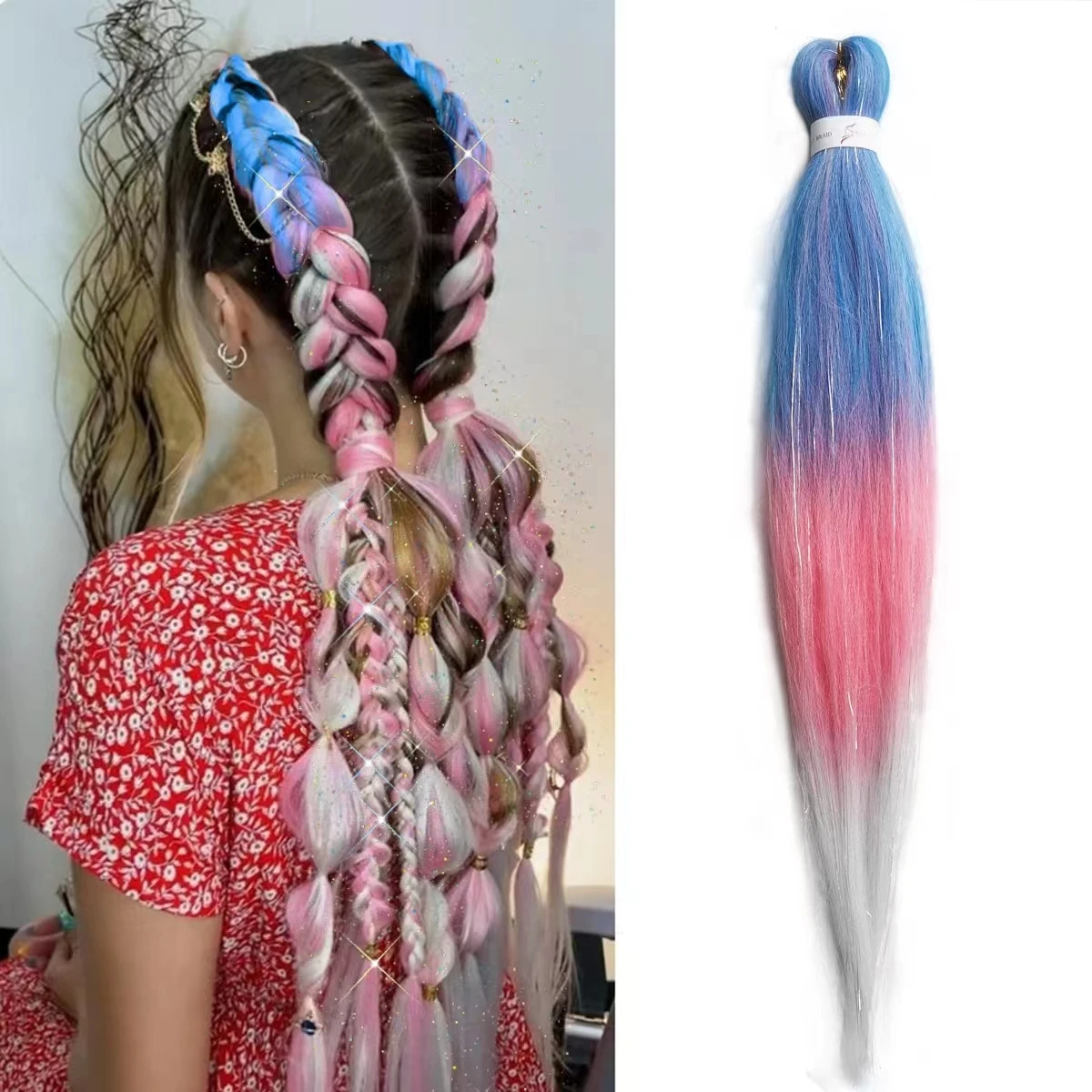 Ombre Festival Rave Hair Extensions in Purple, Pink, and White Tones