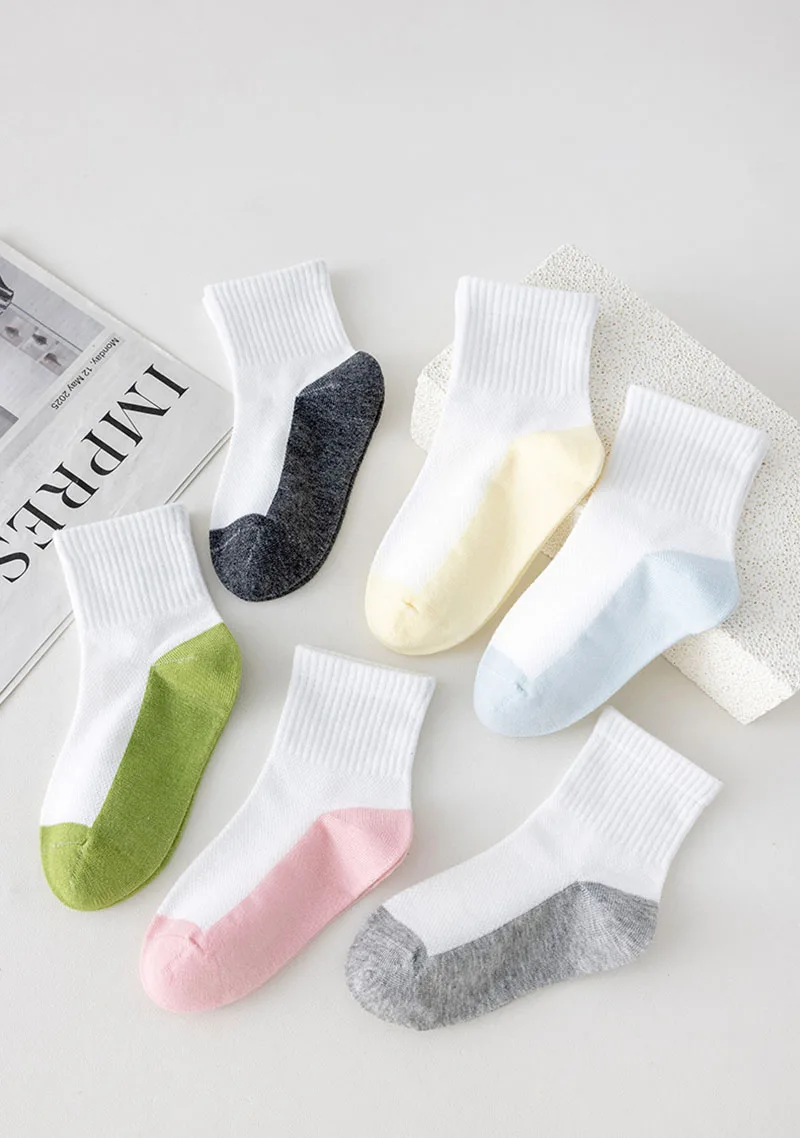 5 Paar Kindersommersocken 3-18 Jahre Farbblockierung Mesh-Sportsocken für Jungen Atmungsaktiv Schweißabsorbierend Kindersocken für Mädchen – Detail 6