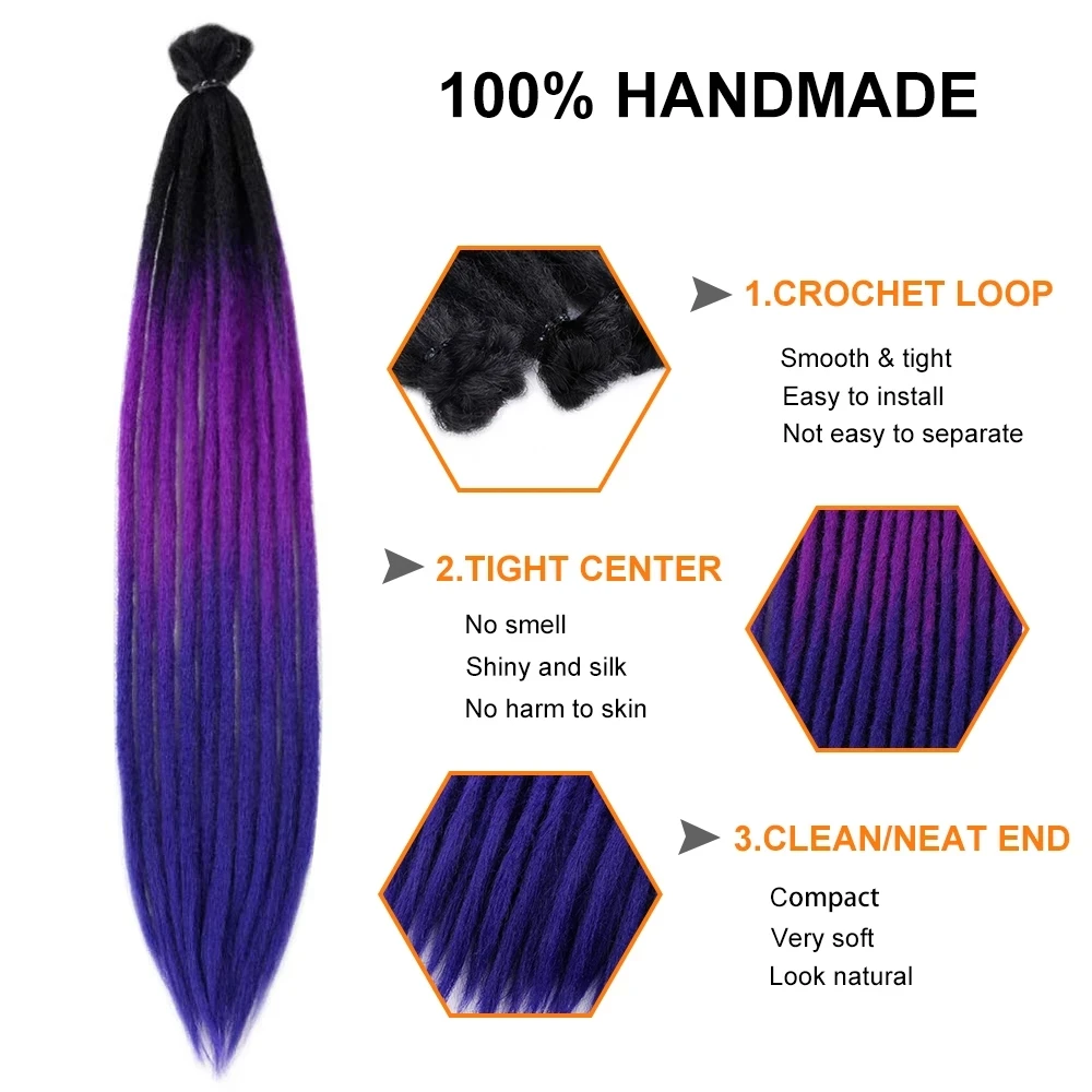 Dreadlocks 20" Synthetic Ombre 100% Handmade  Hair hair Extensions Jamaican Natural Soft Crochet dreadlocls Hair image_2