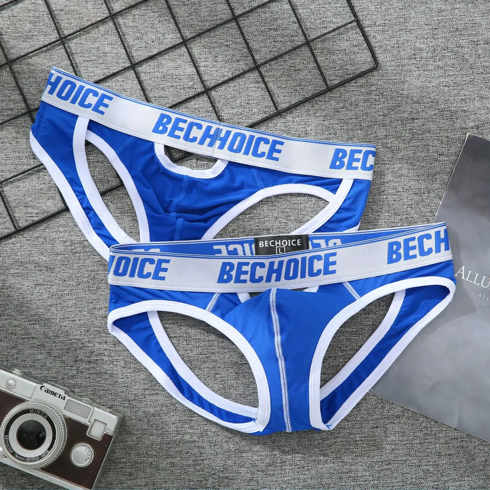 Men's back hollow low waist sexy underwear youth double T-pants 4