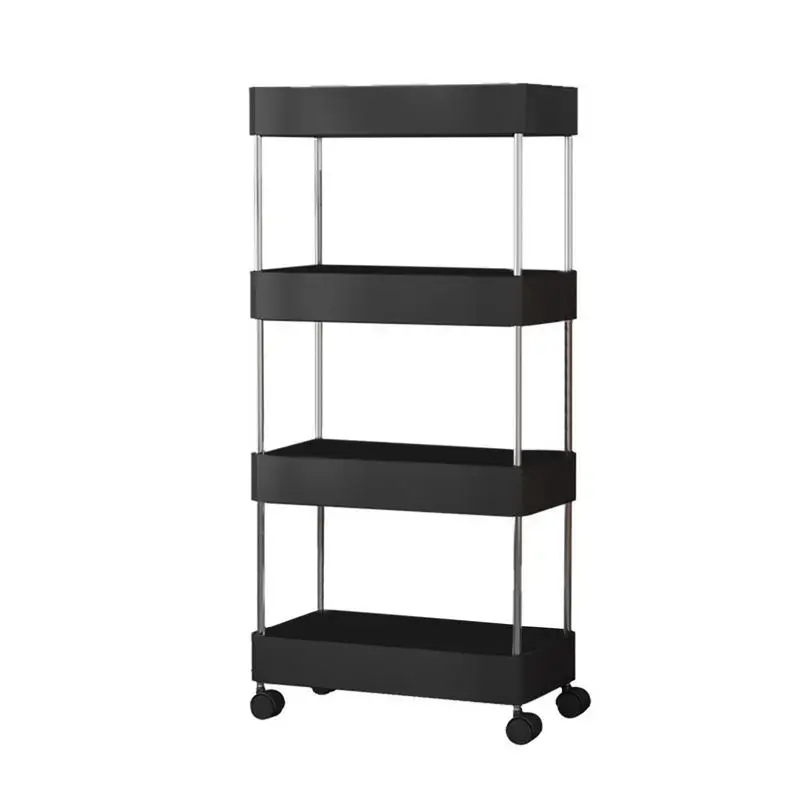

4-Tier Slim Rolling Cart Bathroom Rolling Utility Cart Narrow Storage Rack On Wheels Bathroom Kitchen Laundry Room Organization