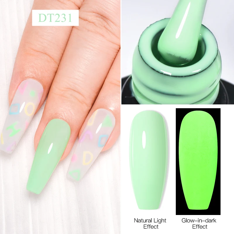 

MEET ACROSS 7ml Neon Fluorescent Green Yellow Gel Nail Polish Luminous Glow In Dark Effect Semi Permanent Soak Off UV LED Gel