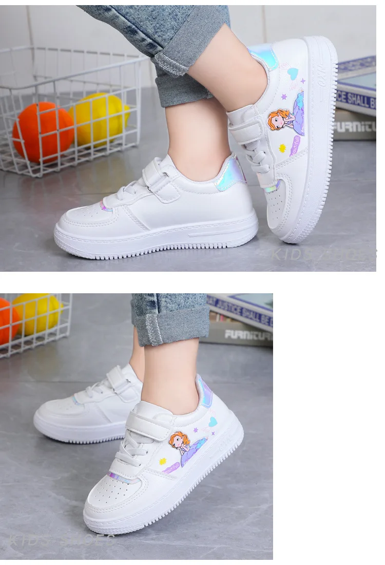 Scarpe da tennis per bambini principessa dei cartoni animati, scarpe da corsa per bambini, scarpe sportive traspiranti, ganci, rosa e bianco, ragazzi e ragazze_voghion.com