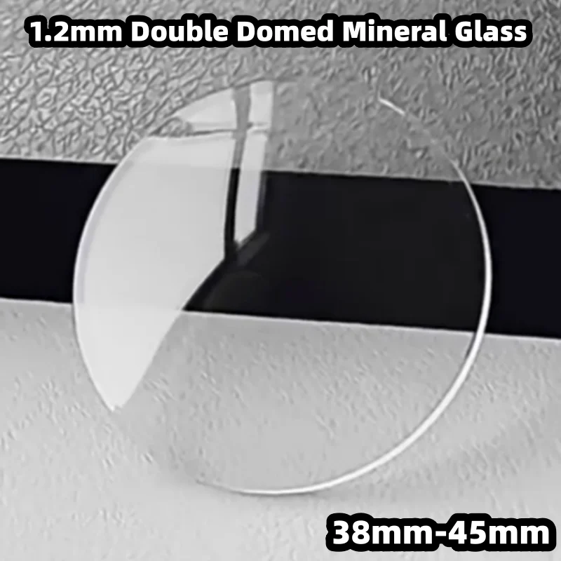 Doppelt gewölbtes Mineral-Uhrenglas, 1,2 mm Dicke, runder Kristall, 38 mm–45 mm Durchmesser, gebogene Linse für die Uhrenreparatur, YZC923