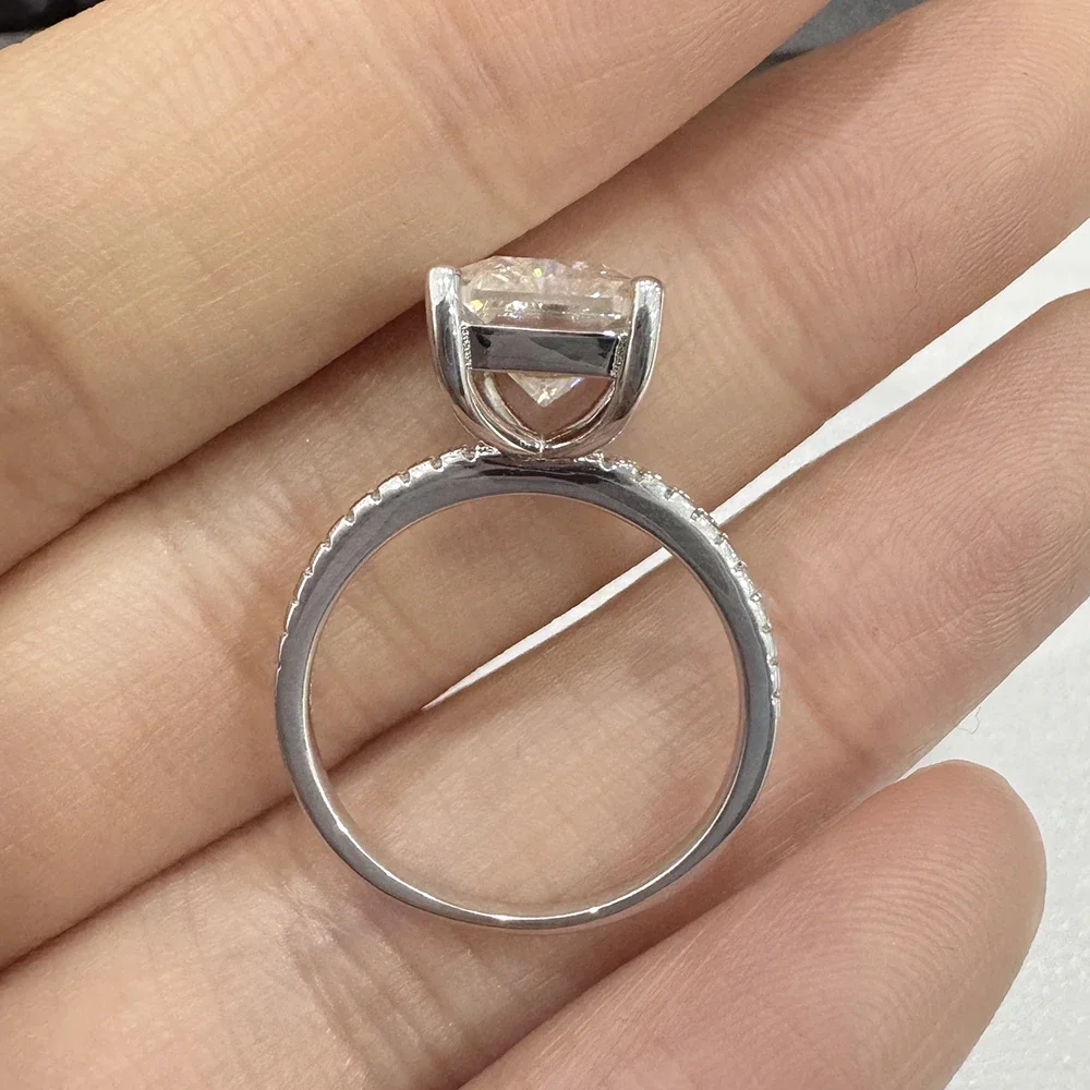Anillo De Compromiso Moissanita De Corte Cojín De 6x6 Mm - España