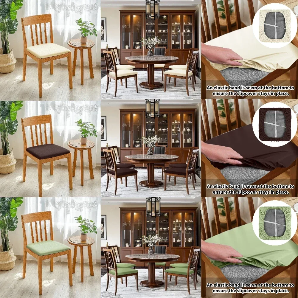 Set of 4 Chair Seat Covers PU Leather Waterproof Cushion Cover For Dining Room Slipcover Kitchen Oilproof Chair Protctor 6