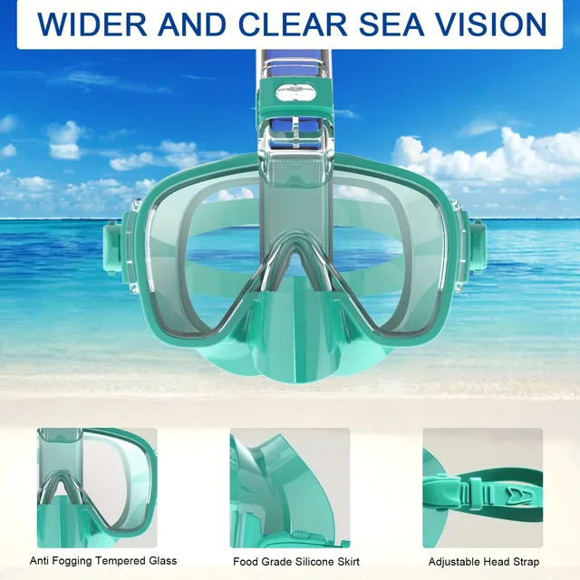 Panoramic 180° Snorkel Mask - Anti-Leak & Anti-Fog Half Face Scuba Diving Goggle for Snorkeling 4