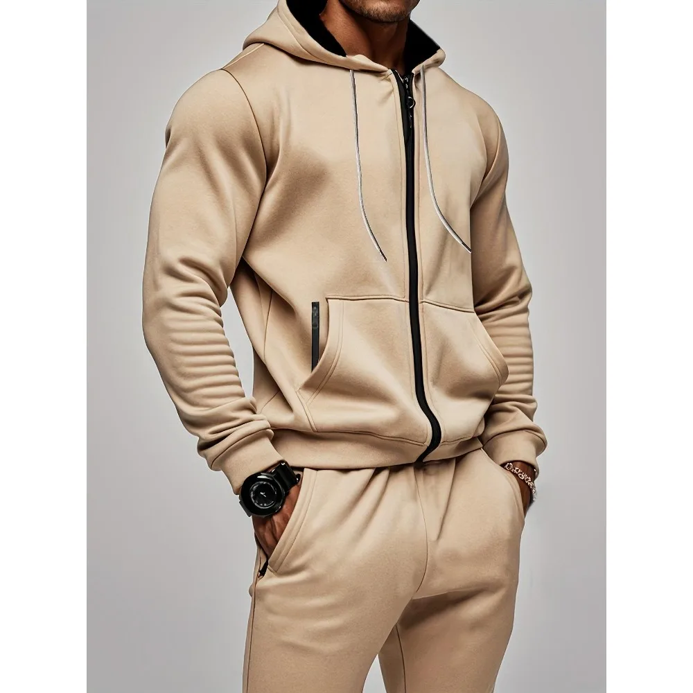2pcs Men's Hooded Sweatshirt&Pants Set, Casual Sports Fitness Co-ord,Tracksuit for Gym, Running, Workout, Activewear Set for Men 4