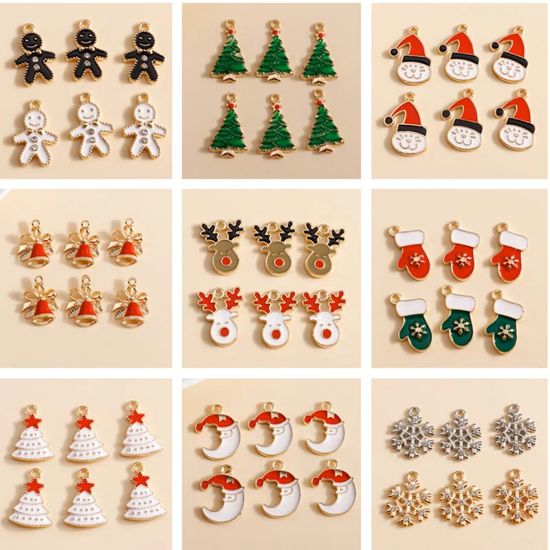 10 teile/los Mix Emaille Weihnachtsbaum Handschuhe Hirsch Charms für DIY Schmuck Machen Anhänger Halsketten Ohrringe Armbänder Handwerk Geschenke