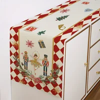 Christmas Nutcracker Linen Table Runners Dresser Scarf Winter Xmas Holiday Kitchen Party Decor Reusable Navidad Decorations 2025 2