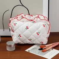 Small Fresh Fragrant Cherry Makeup Bag Creative Curled Skincare Storage Bag Cherry Wash Cosmetic Storage Bag for Women Girl 2
