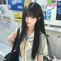 Perruque synthétique mode 26 pouces - cheveux longs et raides noirs - cheveux cosplay Halloween - perruque quotidienne - accessoire cheveux haute température 2