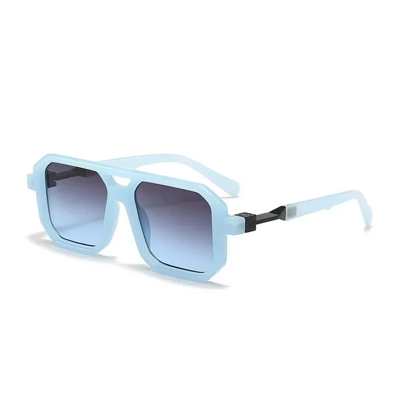 Trendy Retro Literary Modern Double Bridge Square Frame Sunglasses Fashionable Car Sunglasses 6125