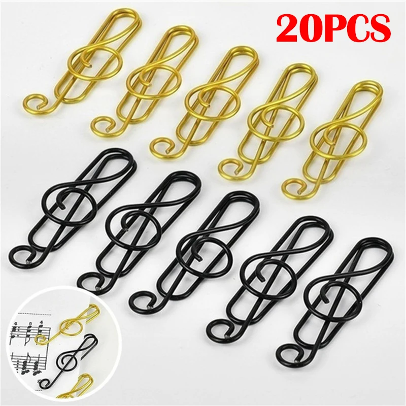 

20pcs Creative Music Note Shaped Mini File Clamp Paper Clip Bookmark Holder Paper Decorative Clip Stationery for Office School