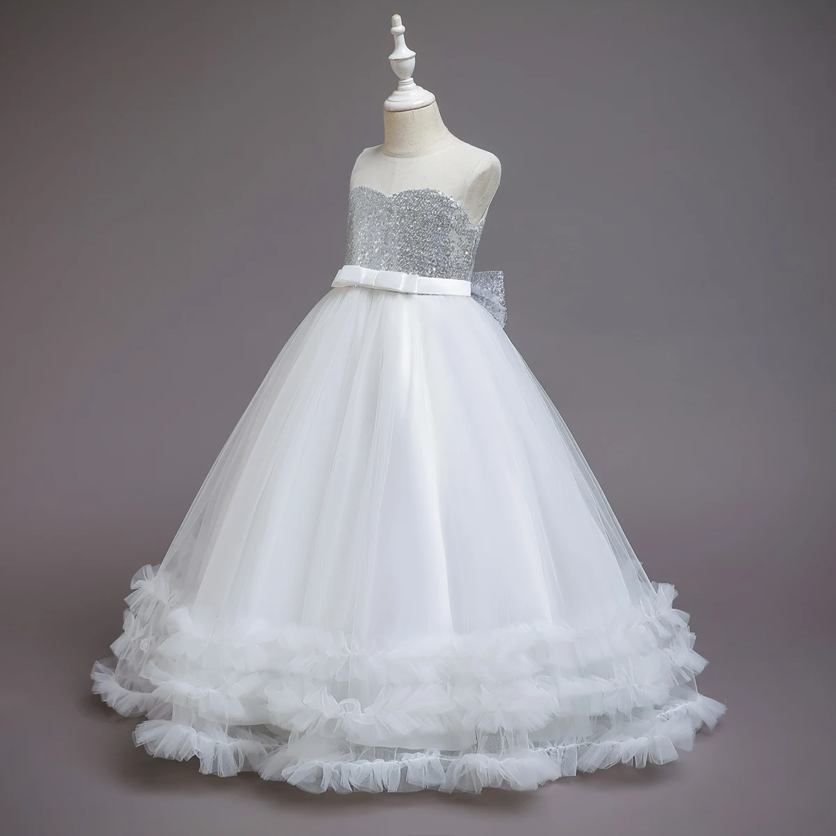 Elegant Pink Lace Mesh Flower Girl Dress - Princess Style Party & Wedding Attire