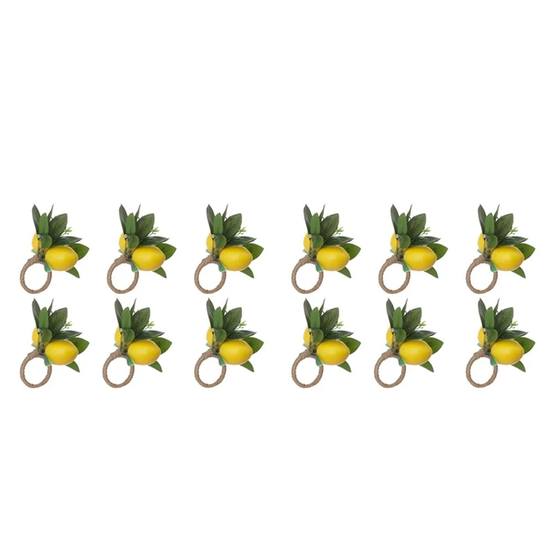 

Lemon Napkin Rings Set Of 12 Lemon Vine Leaf Napkin Holders For Dining Table Decor Banquet Wedding Birthday Christmas B