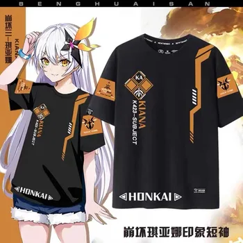 Футболка для косплея по мотивам аниме «Honkai Impact 3», киана, каслана, топ с коротким рукавом, унисекс, одежда для подростков, Униформа, одежда для...