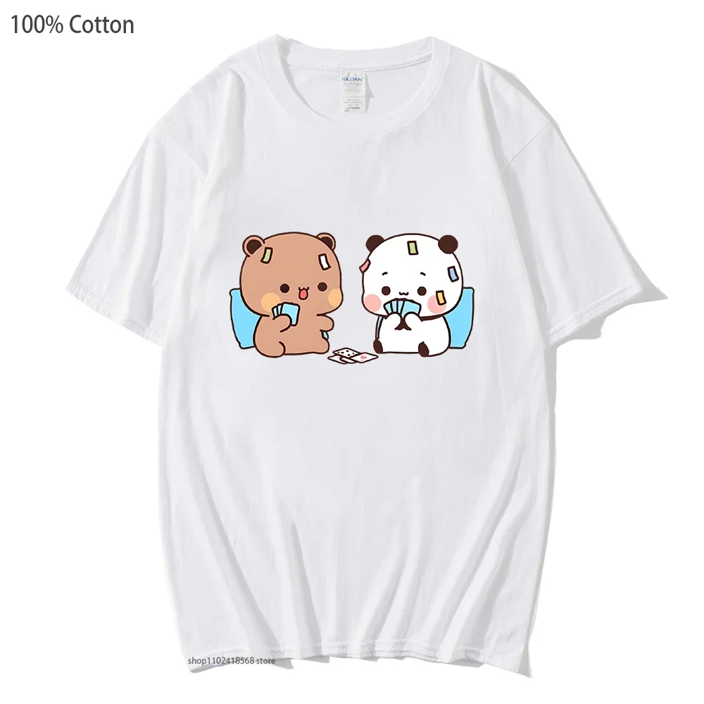 

Симпатичные футболки с надписью «Bubu and Dudu», «играют в гольф», футболка с рисунком панды и медведя, женские футболки из 100% хлопка, милые топы, мужские топы унисекс
