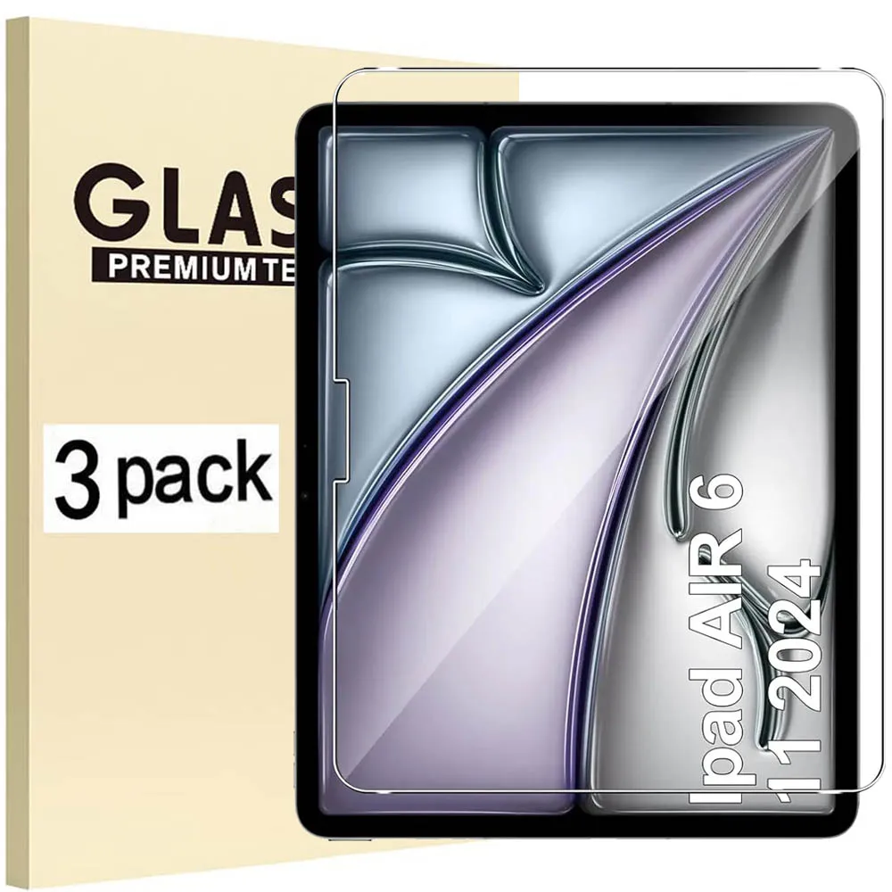 

(3 упаковки) Закаленное стекло для Apple iPad Air 11 2024 (Air 6), A2899, A2900, A2902, фотопленка с полным покрытием