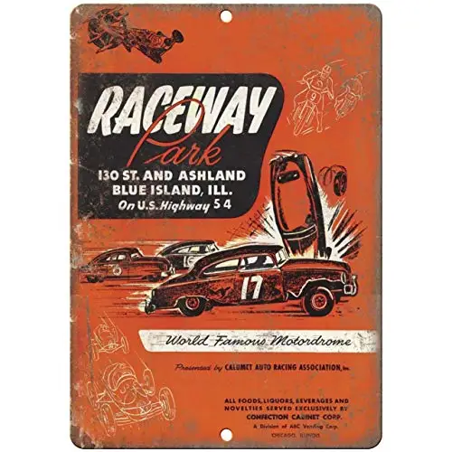 

Raceway Park Calumet Автогонки, Репродукция ассоциации A534, настенный постер, жестяной знак, винтажный, барбекю, ресторан, столовая, кафе, шоу