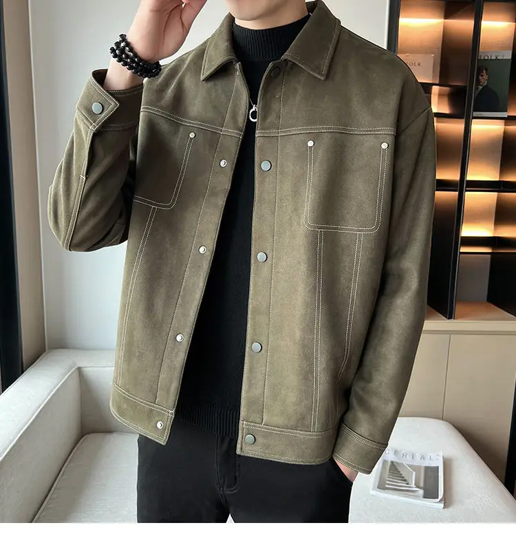 Spring Autumn New Solid Color Fashion Long Sleeve Jacket Man High Street Casual Loose Button Cardigan Korean Style All-match Top