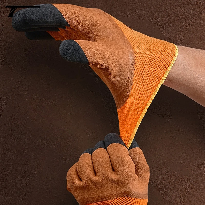 Winter Thickened And Velveted Tire Rubber Wear-resistant Anti-slip Construction Site Labor Protection Gloves Construction Gloves 5