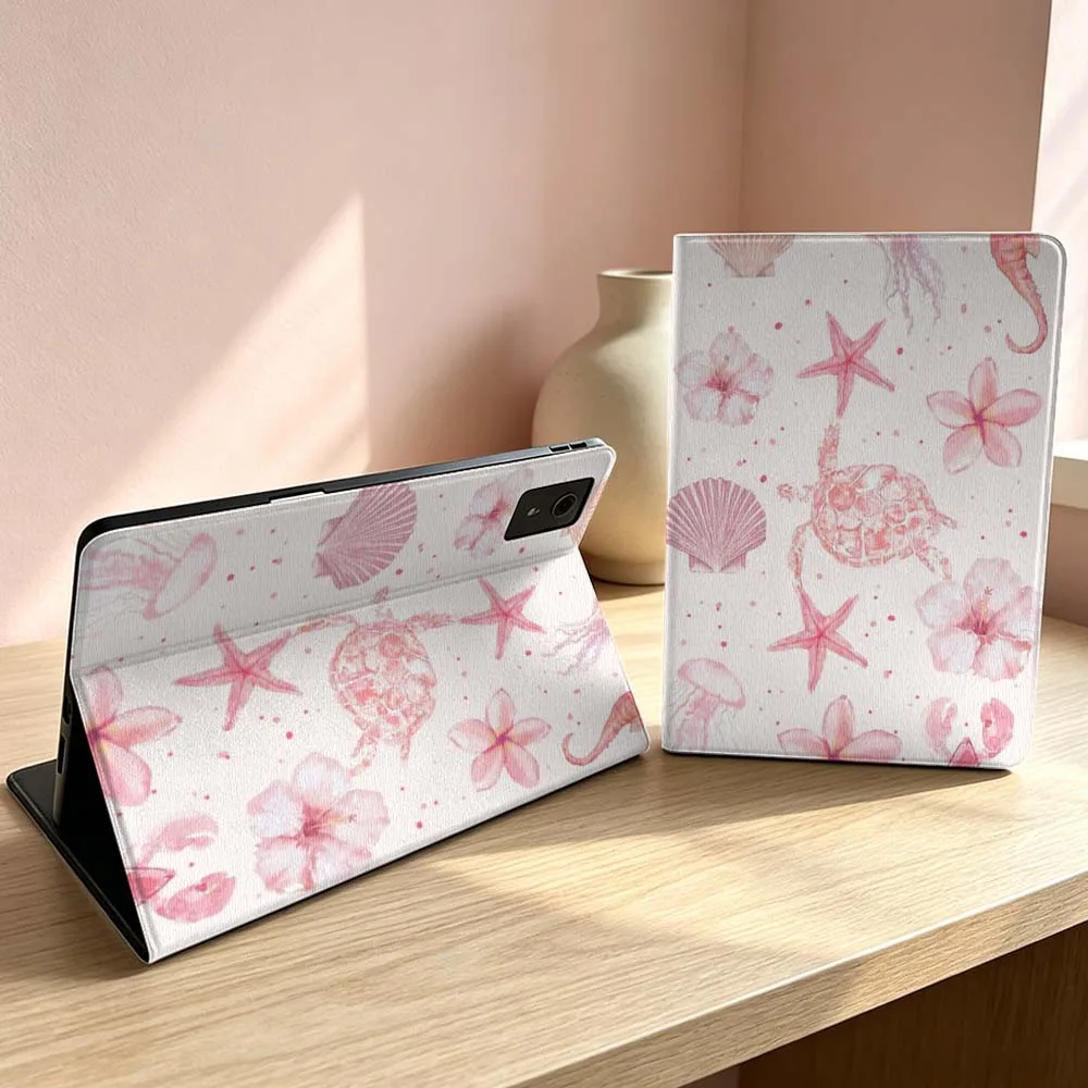 Pink Starfish Turtle Pattern Soft Tablet Case