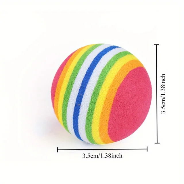 5/10Pcs EVA Rainbow Balls Cat Toy Ball Colorful Elastic Rainbow Balls Fun To Play with Chew Resistant Silent Ball Teasing 4
