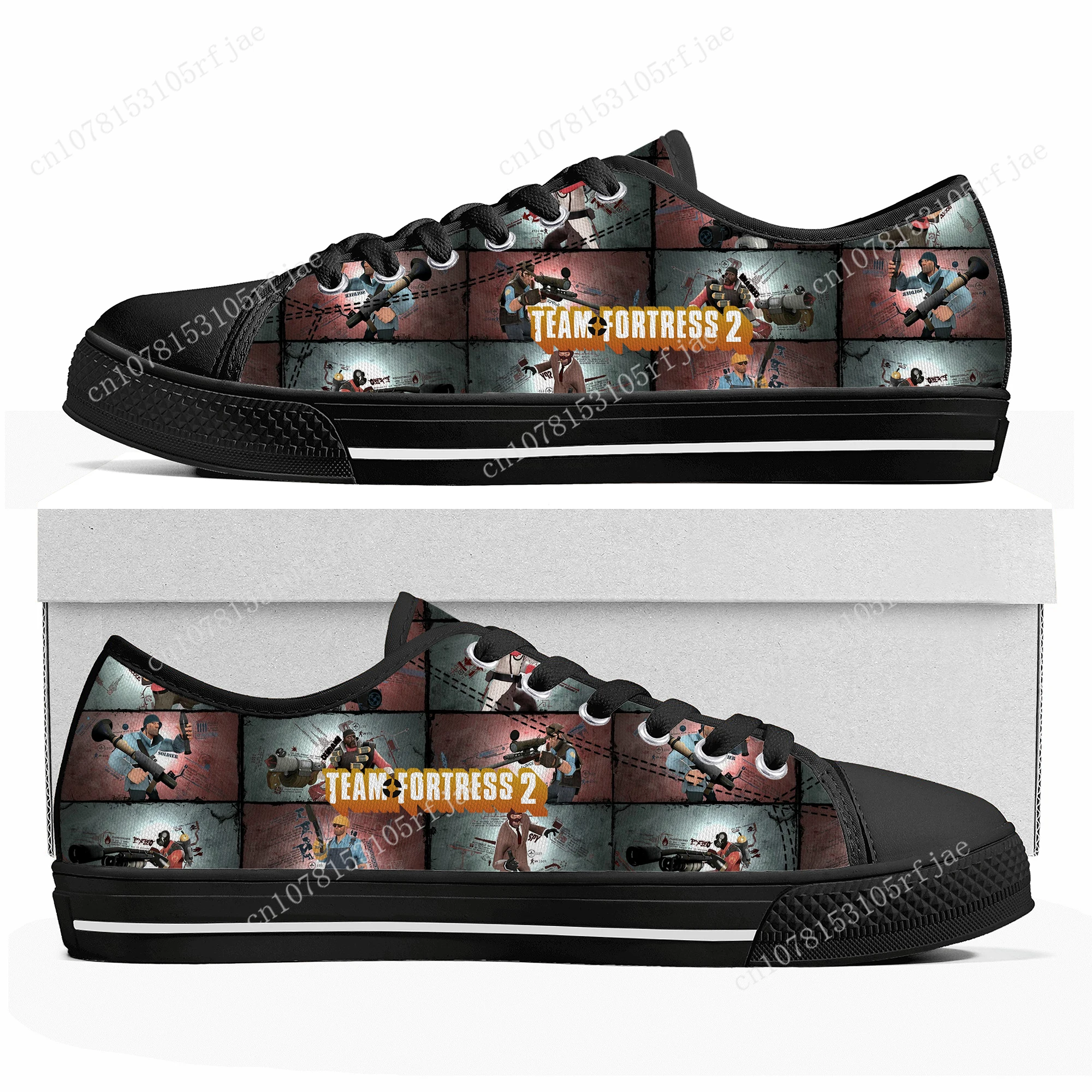 Team Fortress 2 Low Top Sneakers Cartoon Game Womens Mens Teenager High Quality Shoes Casual Fashion Tailor Made Canvas Sneaker