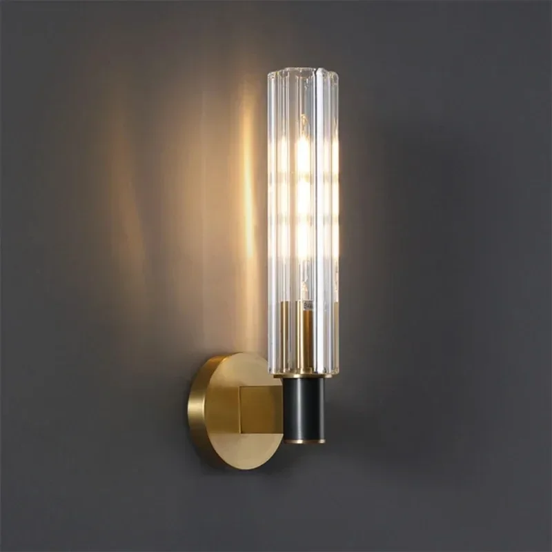 Modern Nordic Clear Crystal Sconces Brass for Parlor Dining Bedroom Wall Led Lights Bulb E14 Bedroom Lamps Indoor