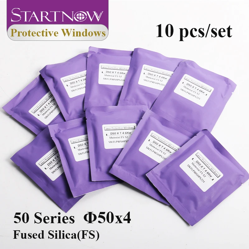 Startnow 1064nm 파이버 레이저 보호 렌즈 50×4mm 6KW 10pcs 파이버 레이저 절단기 예비 부품용 레이저 헤드 창