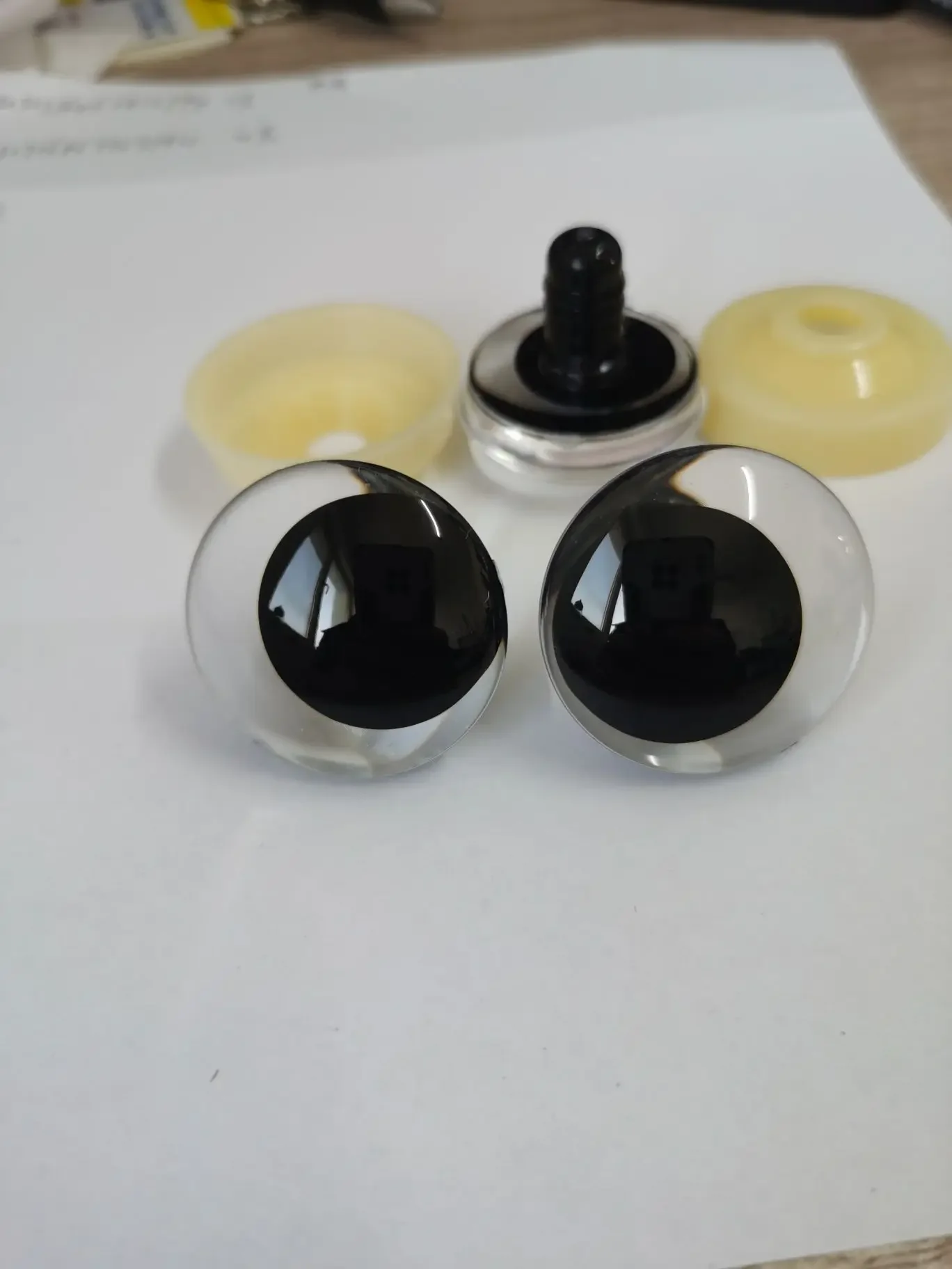 투명 3D 코믹 원형 반짝이 장난감 안전 눈, 블랙 레드 화이트 눈동자 인형 눈, 하드 와셔 포함, 35mm, 20 개