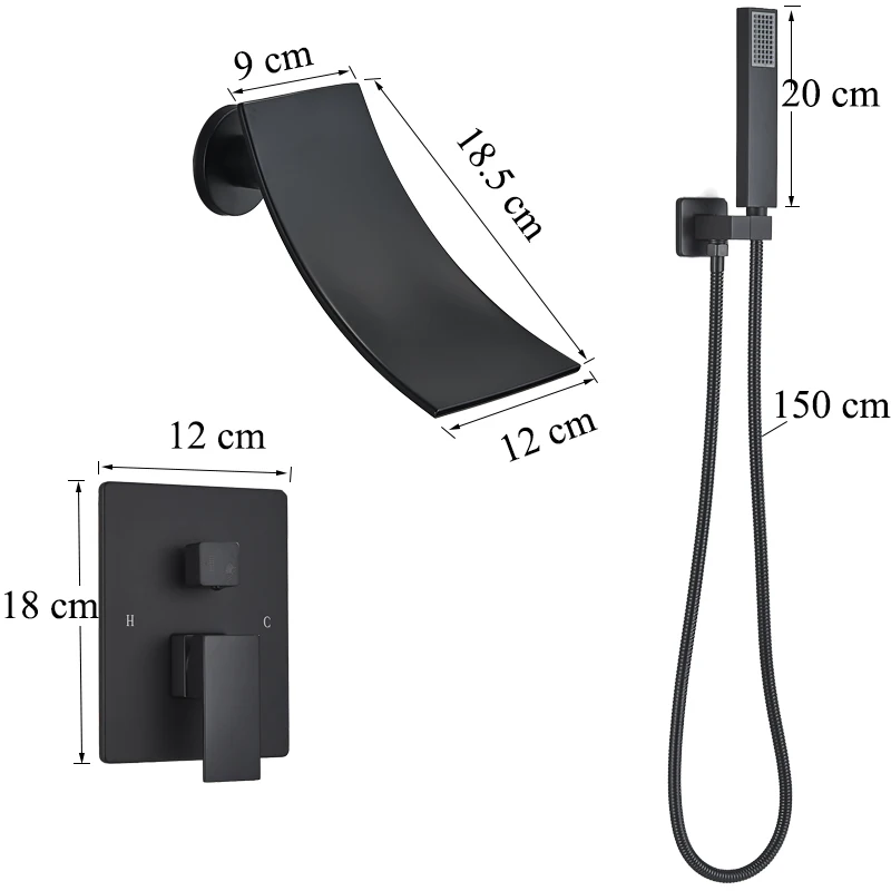 Bathtub Wall Mounted Faucet Set Bathroom Shower Faucet Waterfall Outlet Cold And Hot Mixing Mixer With Bath Tub Spout 6