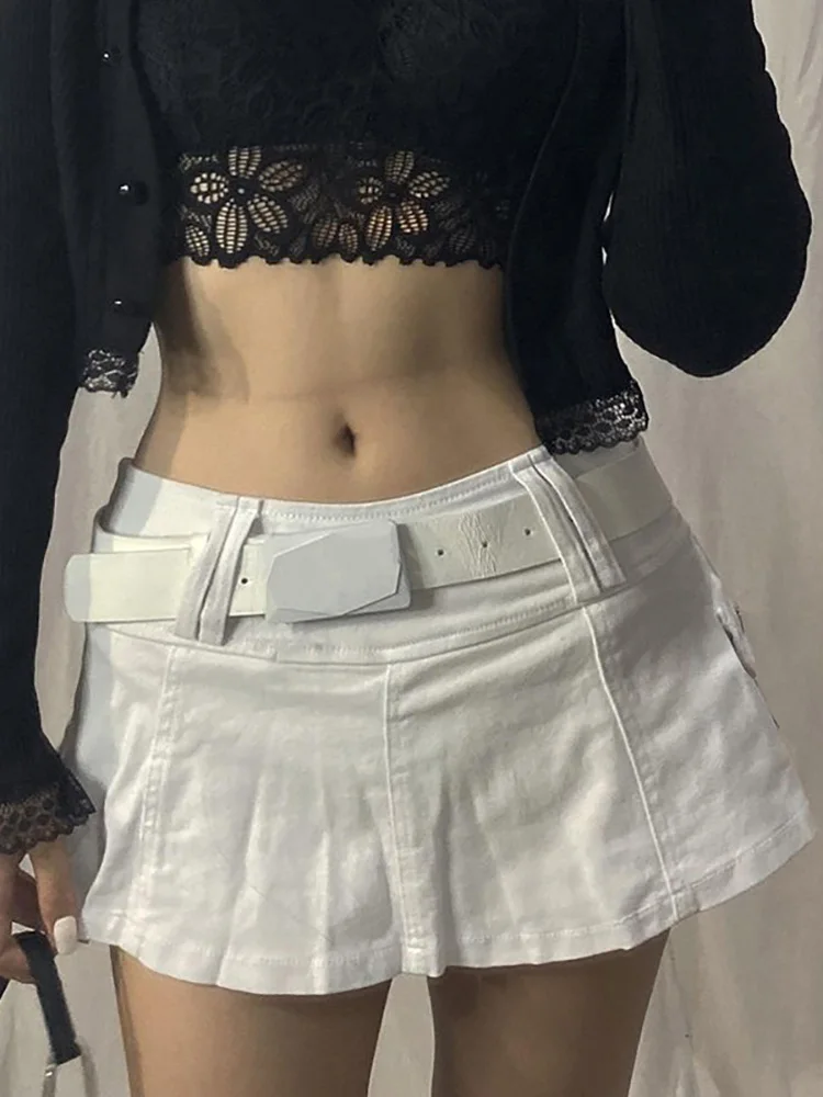 ALLNeon Pastel Goth Low Waist Black Micro Skirts Y2K Streetwear Pockets Patchwork A-line Skirt E-girl Aesthetics Outfits Zipper