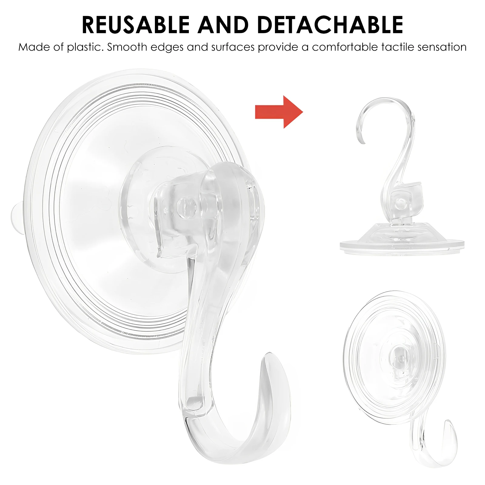Transparent Plastic Suction Cup Hook for Glass Windows and Bathroom Walls