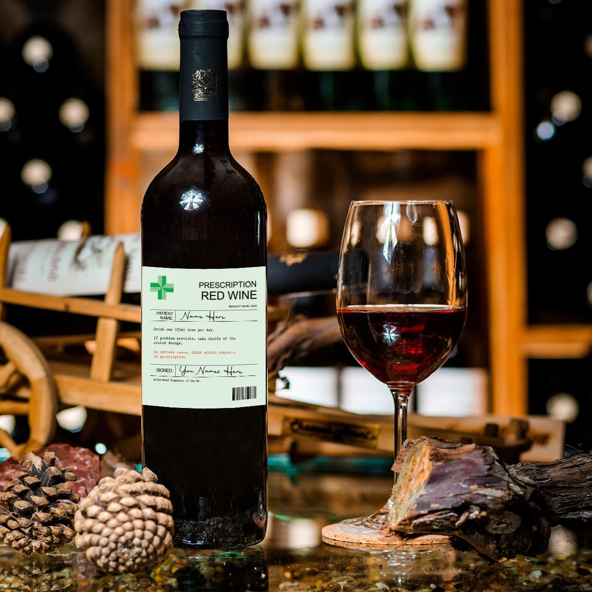 6-Pack Prescription-Themed Wine Bottle Stickers – Funny Christmas & Holiday Vinyl L... - SKU TWBS1743 - UGI Packaging