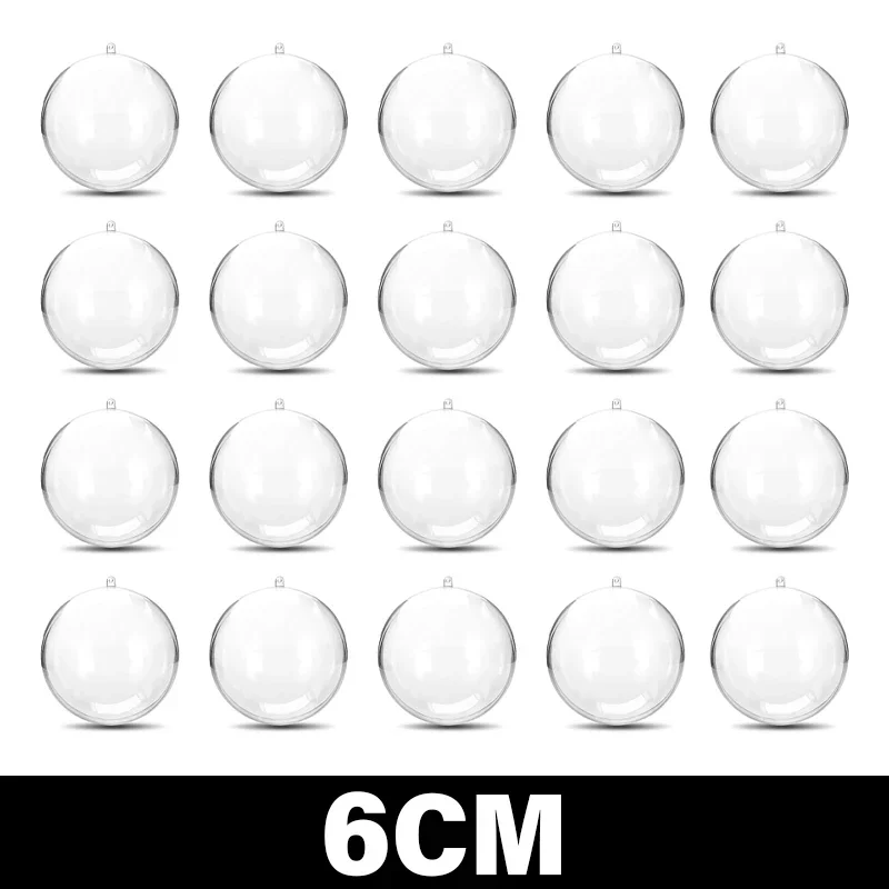 thumbnail image 1 of Bolas navideñas transparentes de 10/8/6/5 cm para colgar en el árbol de Navidad, adornos de bolas huecas para bodas, fiestas de Año Nuevo, decoración del hogar, 1 of 5