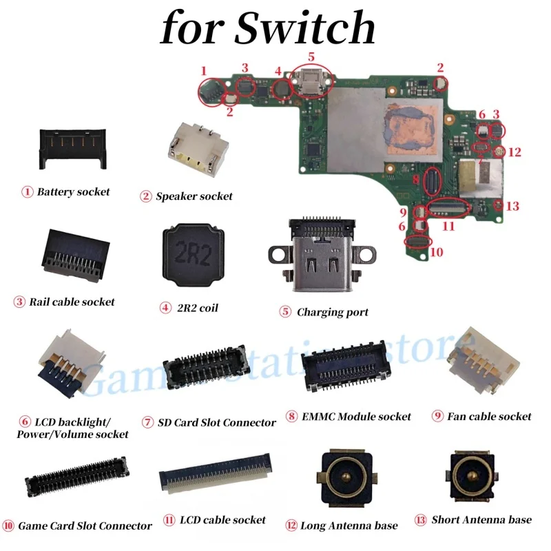 10-PCS Replacement Motherboard For OLED EMMC - PCB Circuit Module & Flex Cable Set